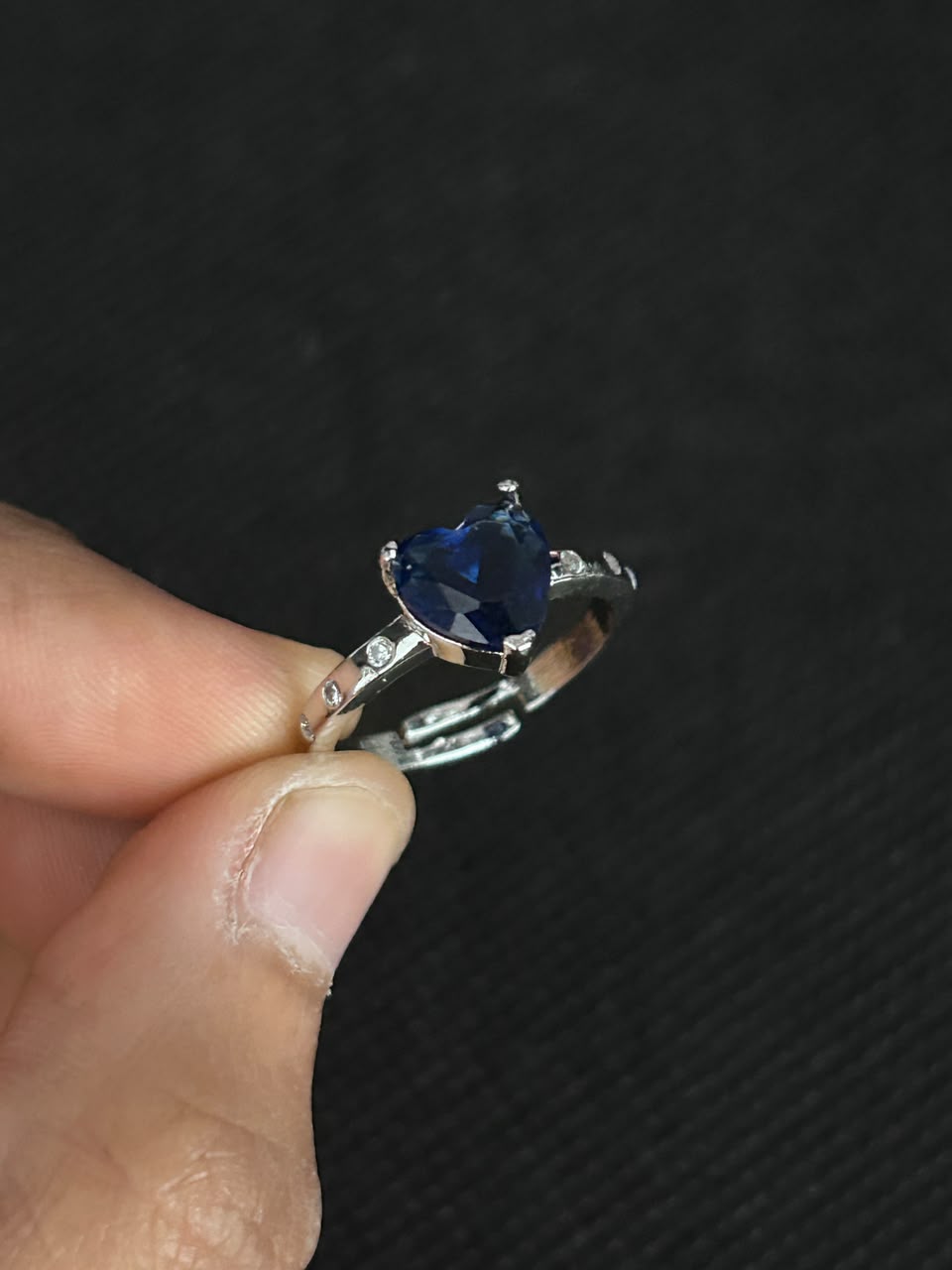 Silver Heartstone Adjustable Ring