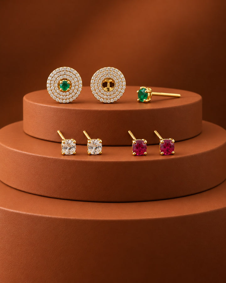 Trivana 3-in-1 Changeable Halo Stud Earrings
