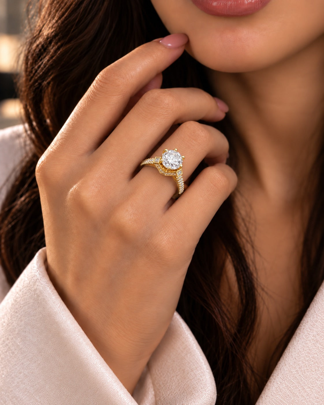 Reyanshi Crown Solitaire Ring