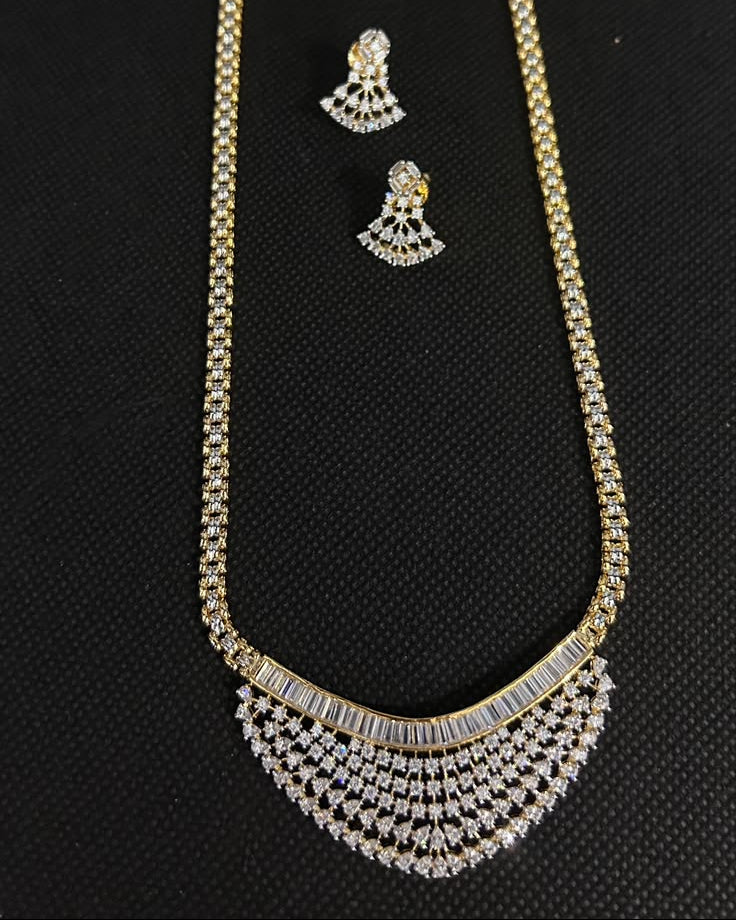 Aurelia Diamond-Look Fringe Pendant Set