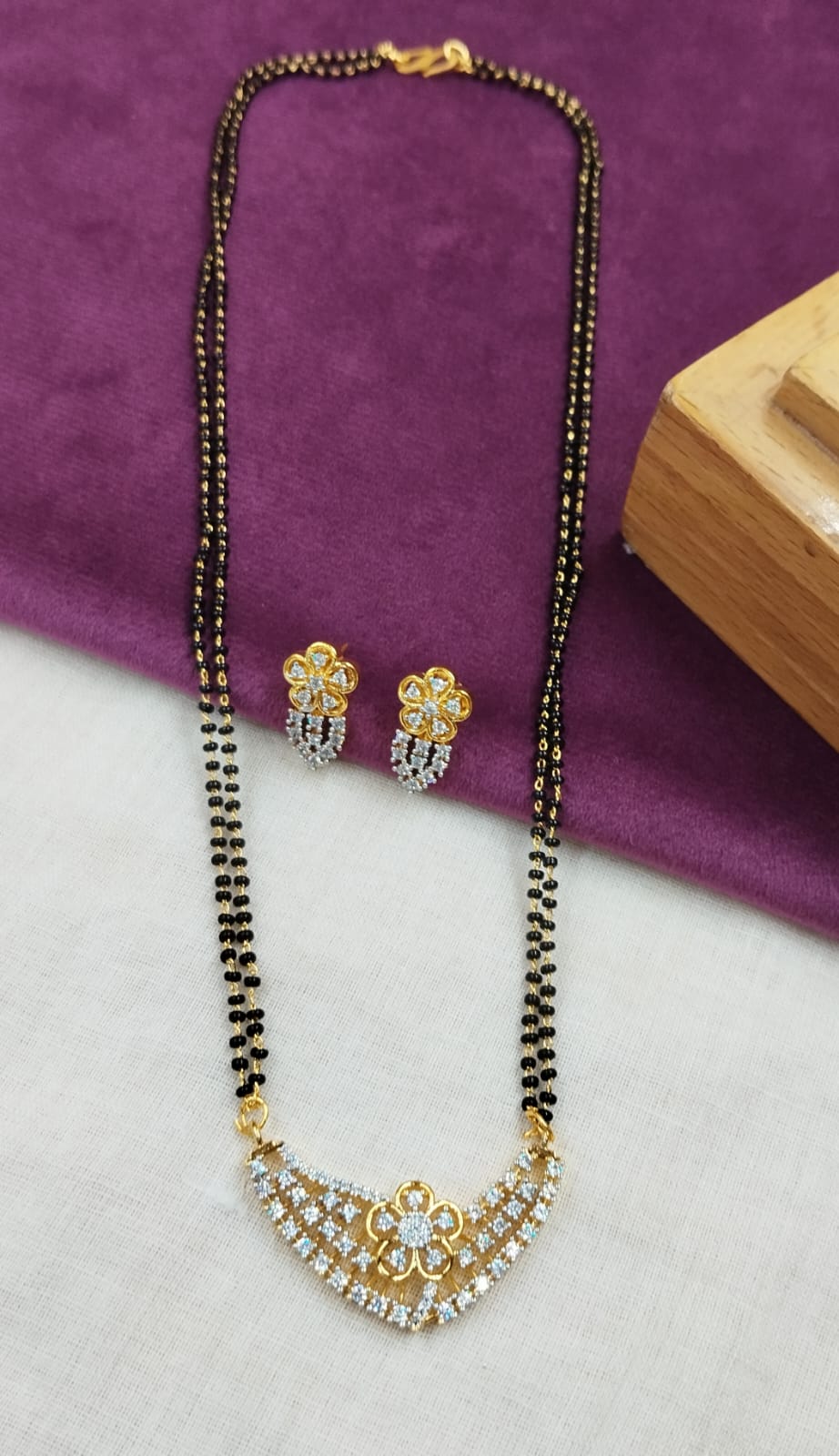Kiara Floral Diamond-Look Mangalsutra Set – 18 Inch