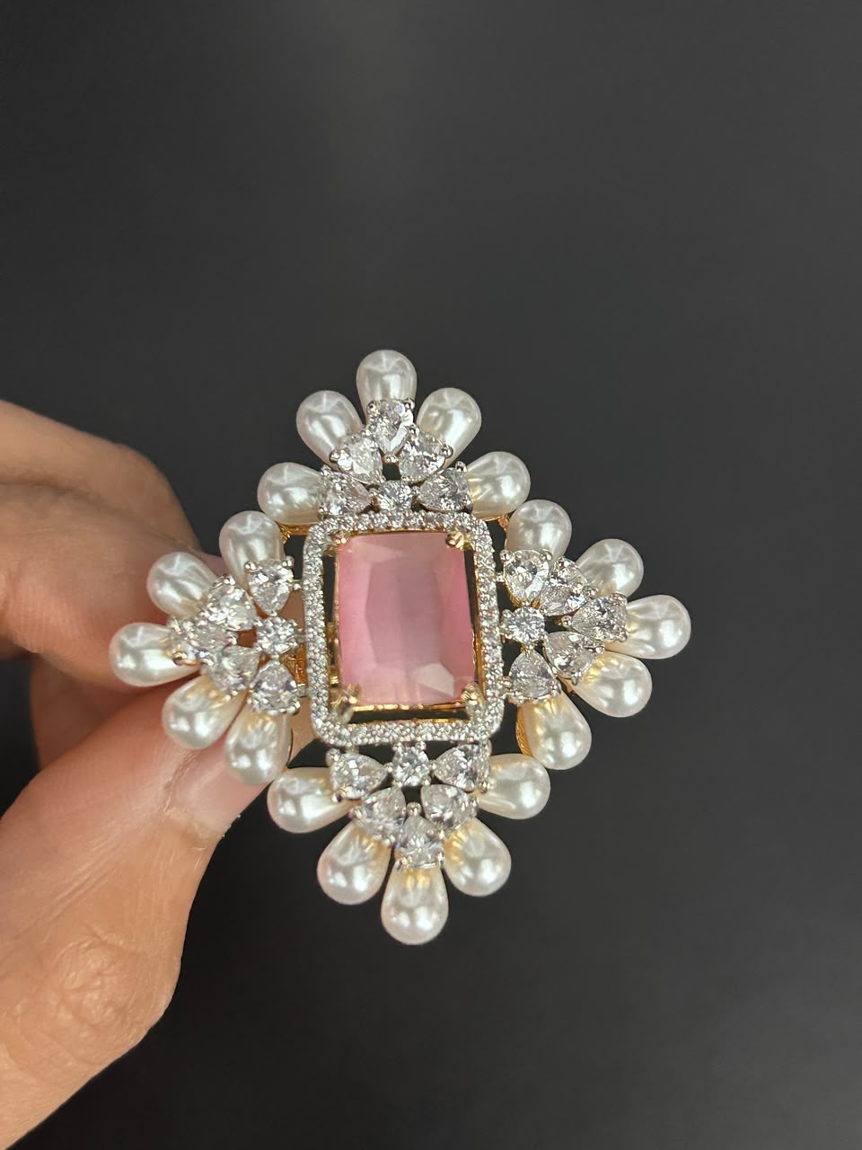 Aurelia Pearl Halo Adjustable Ring