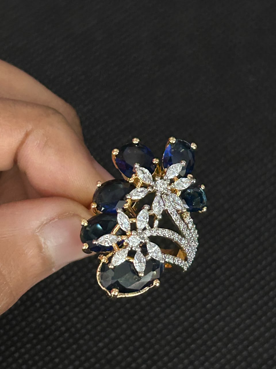 Aurevia Floral Cascade Adjustable Ring