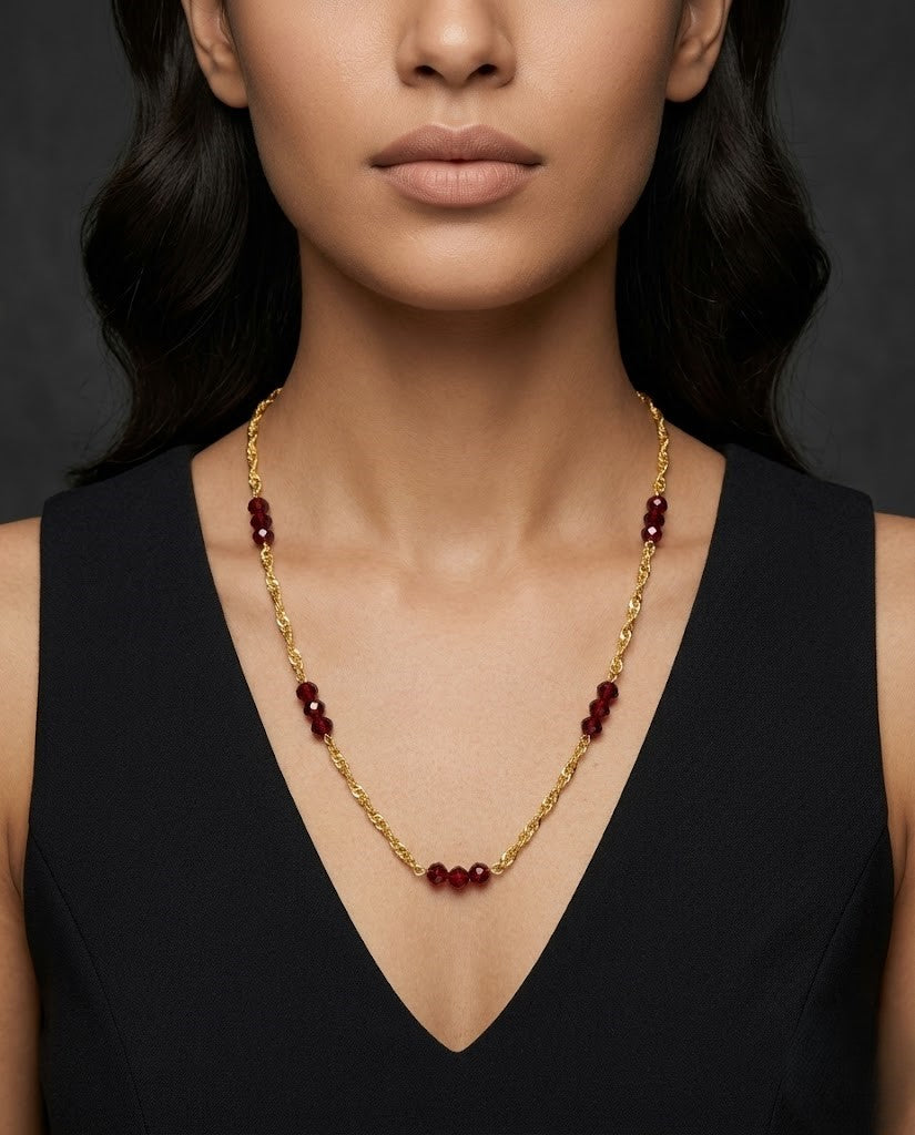 Ruby Crystal Daily Wear Chain for Women
