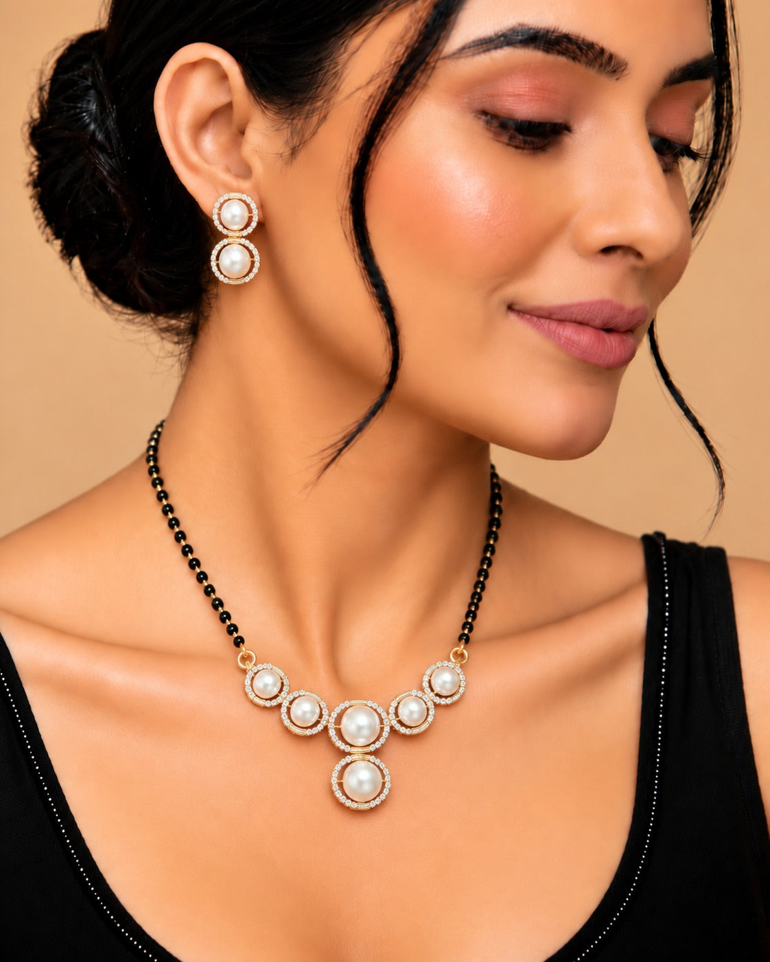 18 Inch Pearl Halo Mangalsutra Set