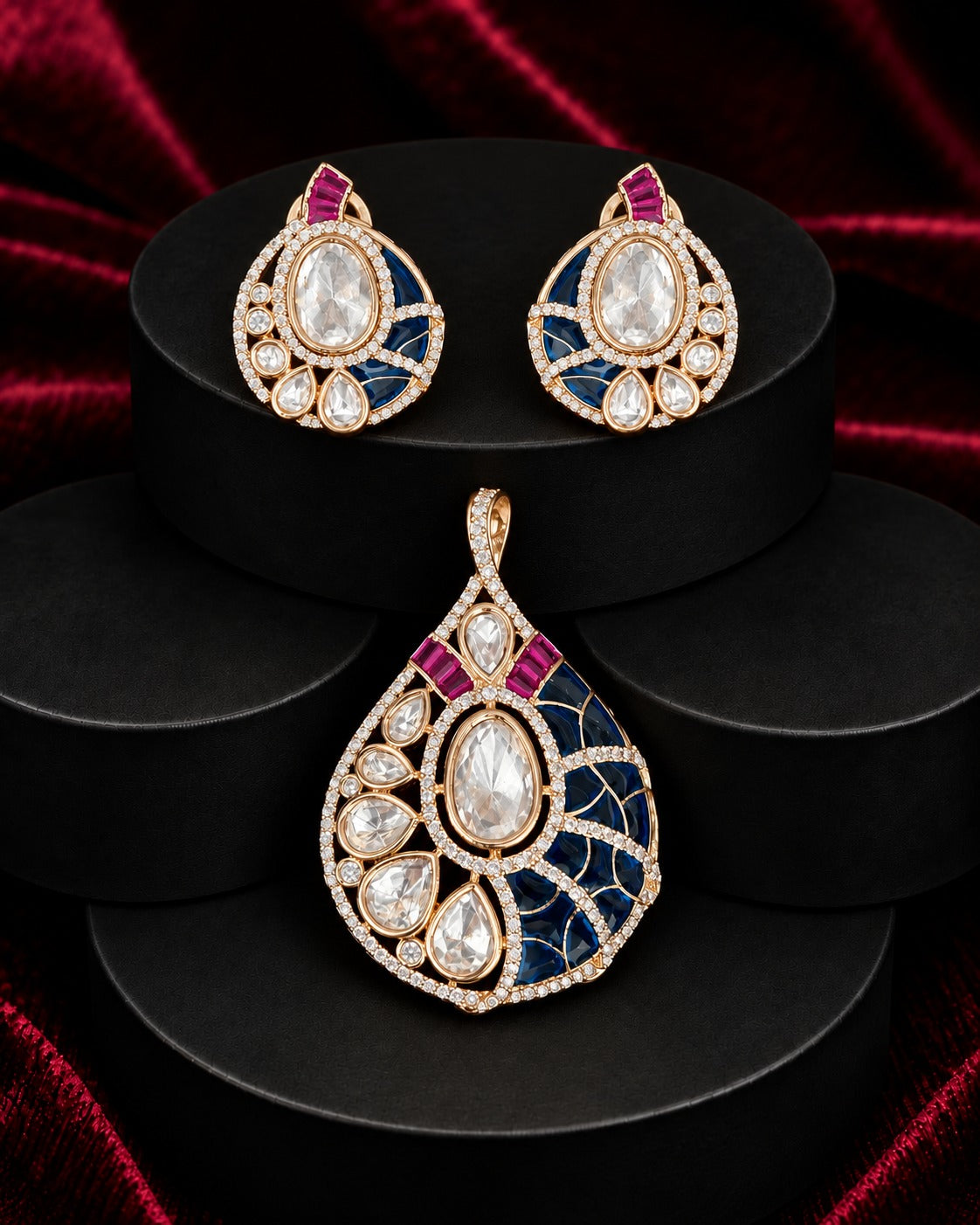 Screw Pech Aavya Kundan Earrings & Pendant