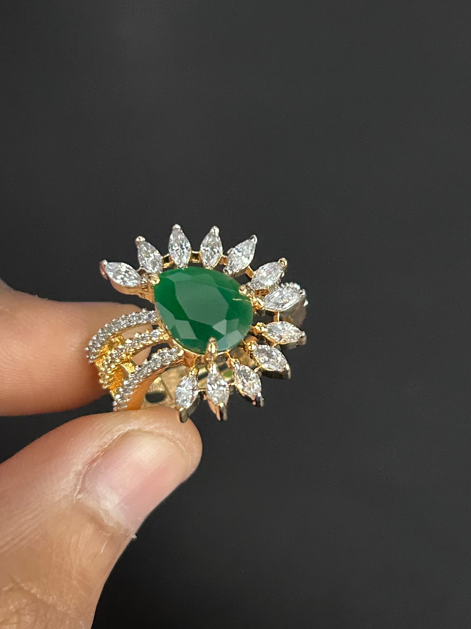 Aurevia Teardrop Halo Adjustable Ring