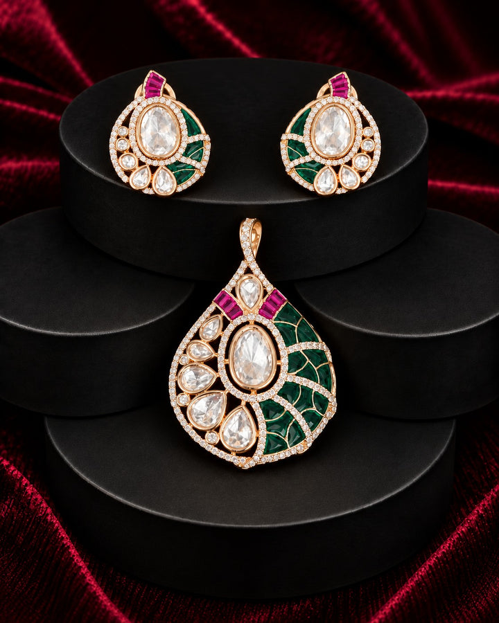 Screw Pech Aavya Kundan Earrings & Pendant