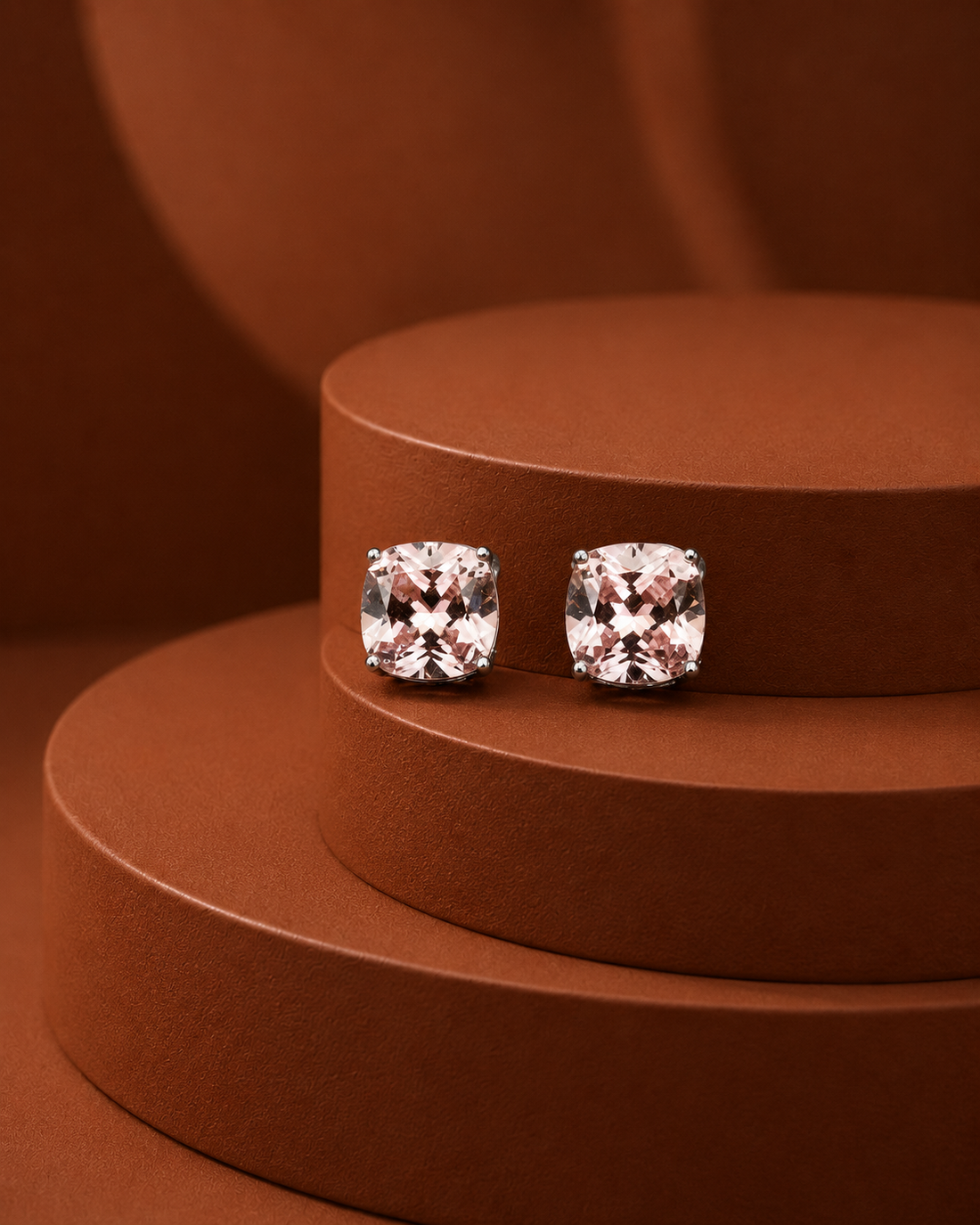 Silver Finish Swarovski Cushion Stud Earrings – Multi Colour Statement Collection