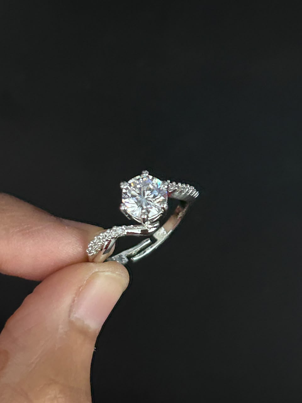 Evelyn Twist Solitaire Adjustable Ring