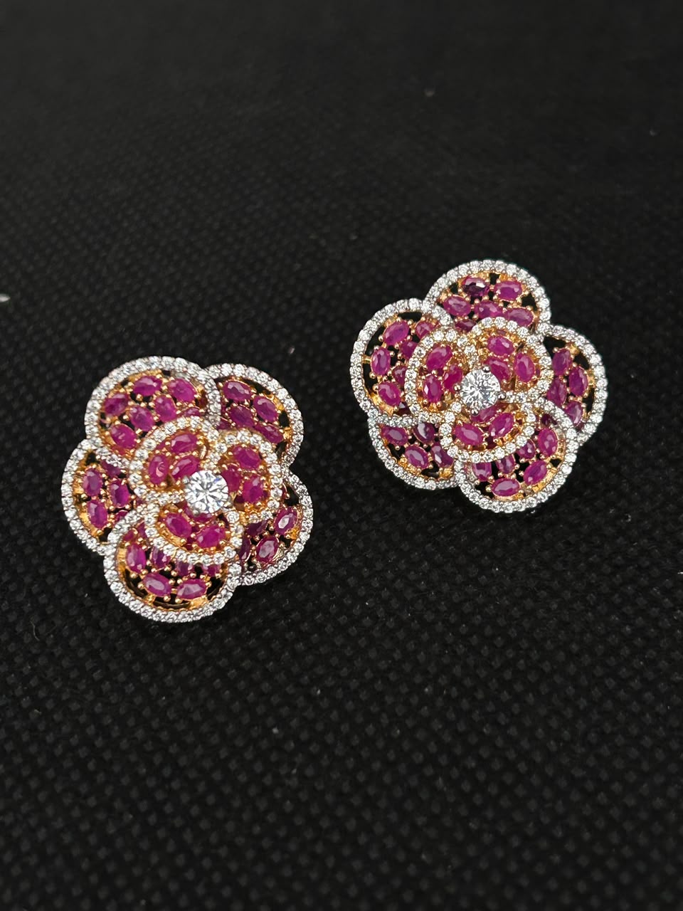Ruby Blossom Luxury Stud Earrings