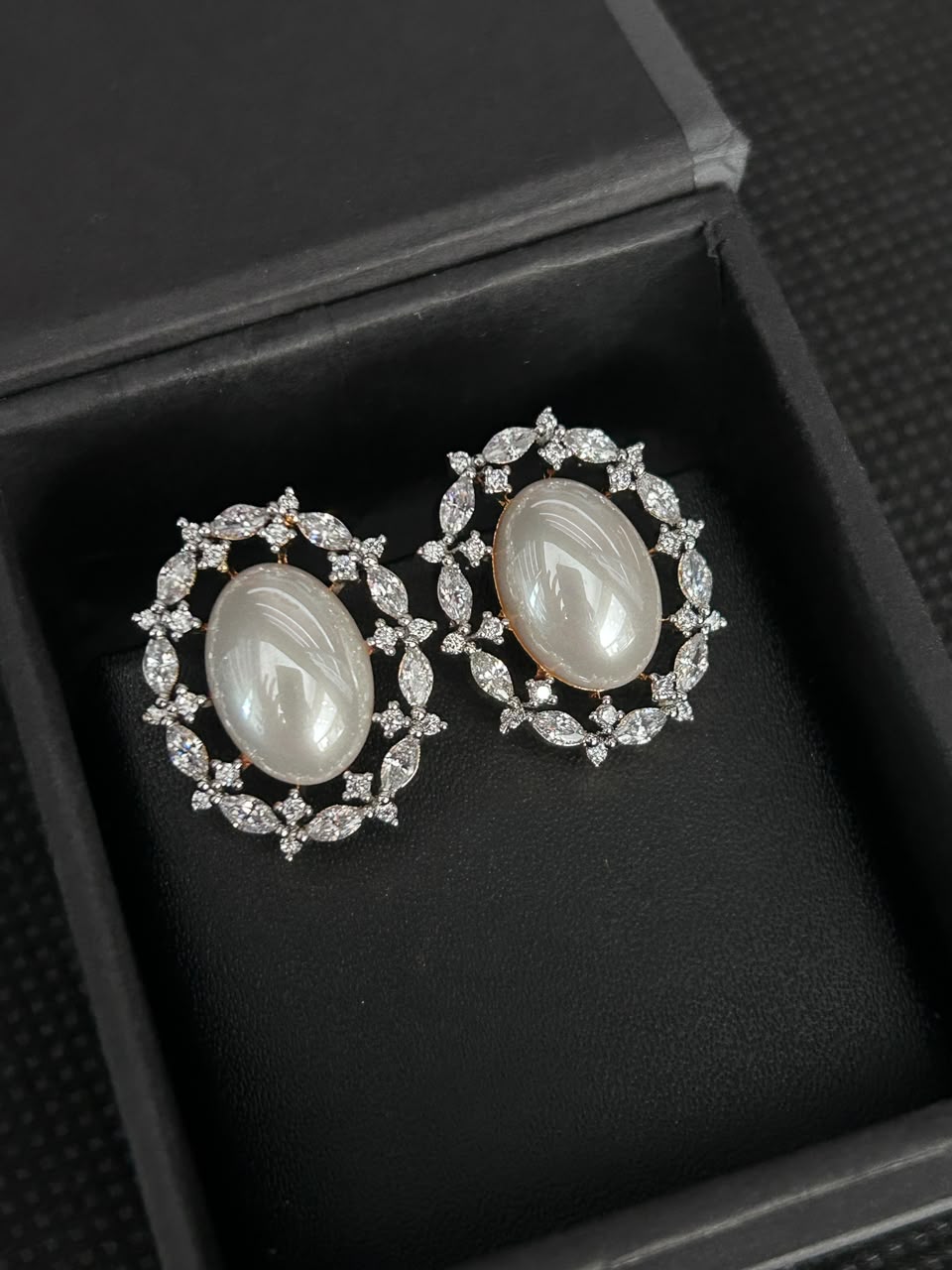Lumelle Pearl-Centre Floral Halo Stud Earrings