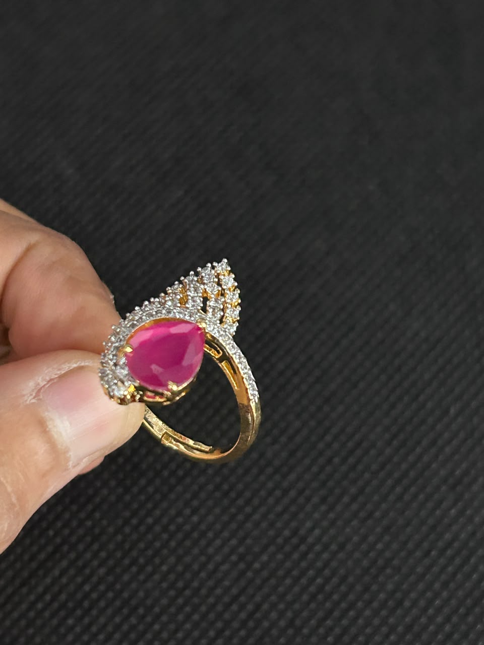 Celestia Teardrop Adjustable Statement Ring