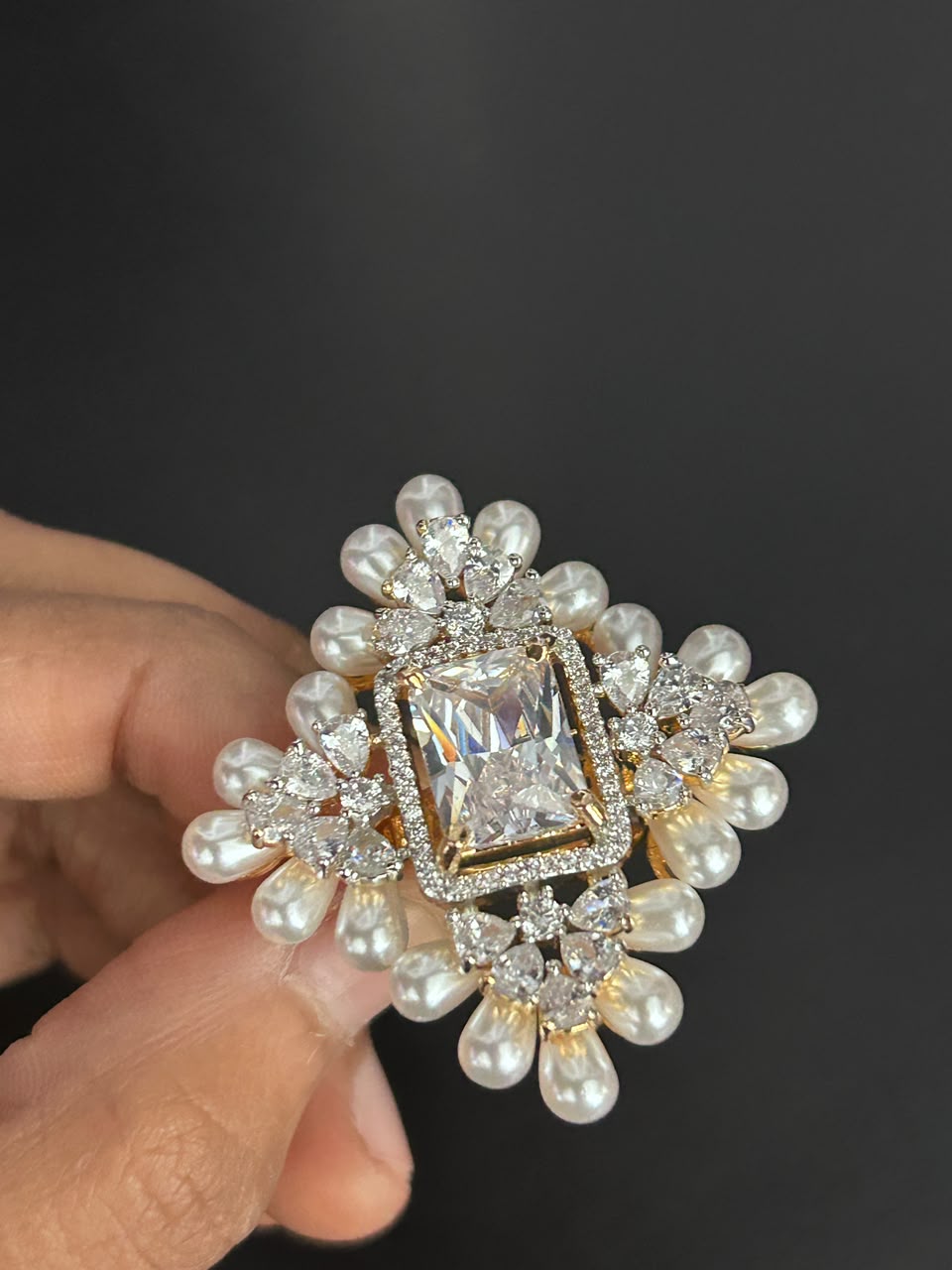 Aurelia Pearl Halo Adjustable Ring