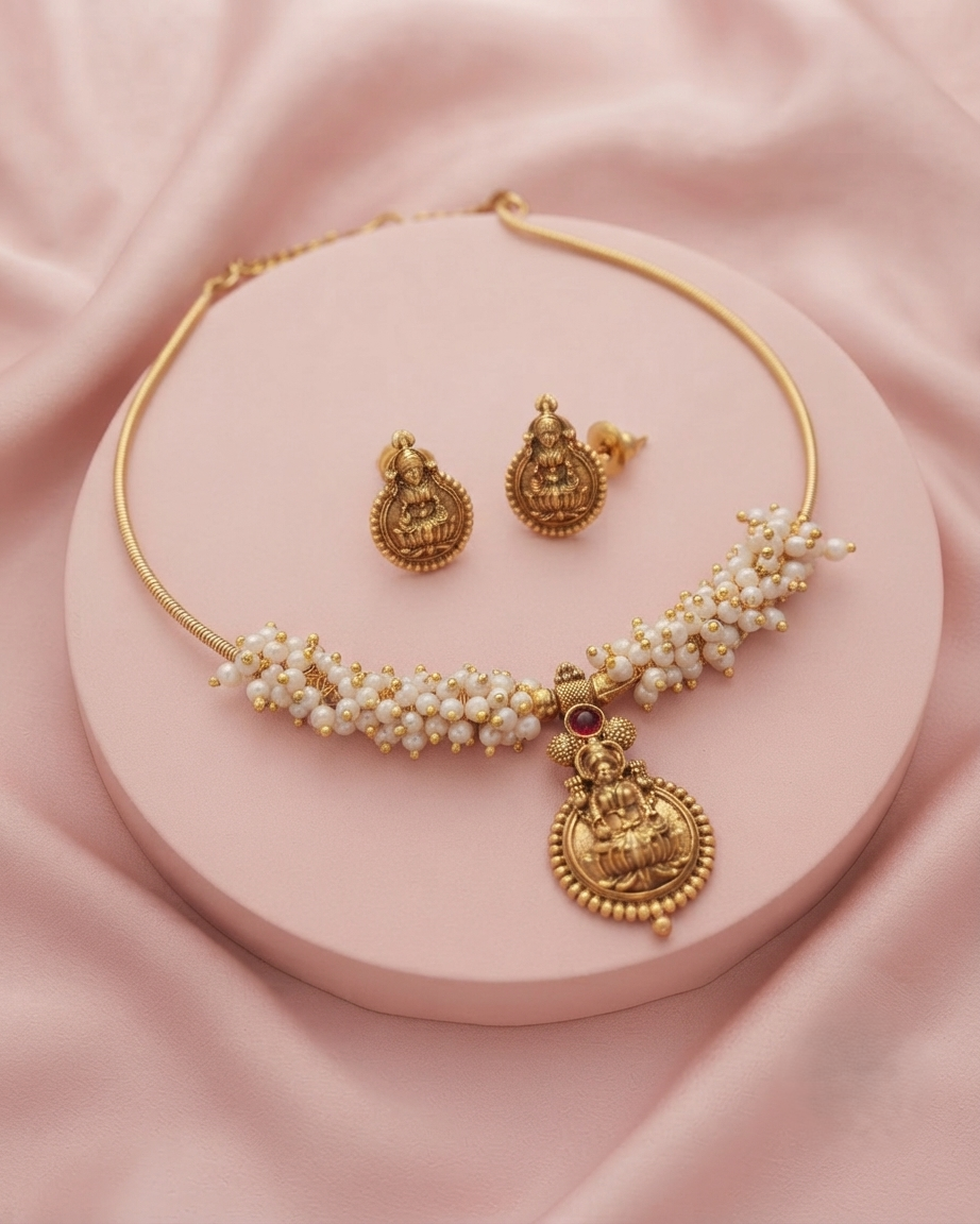 Mahalakshmi Pearl Grace Necklace Set