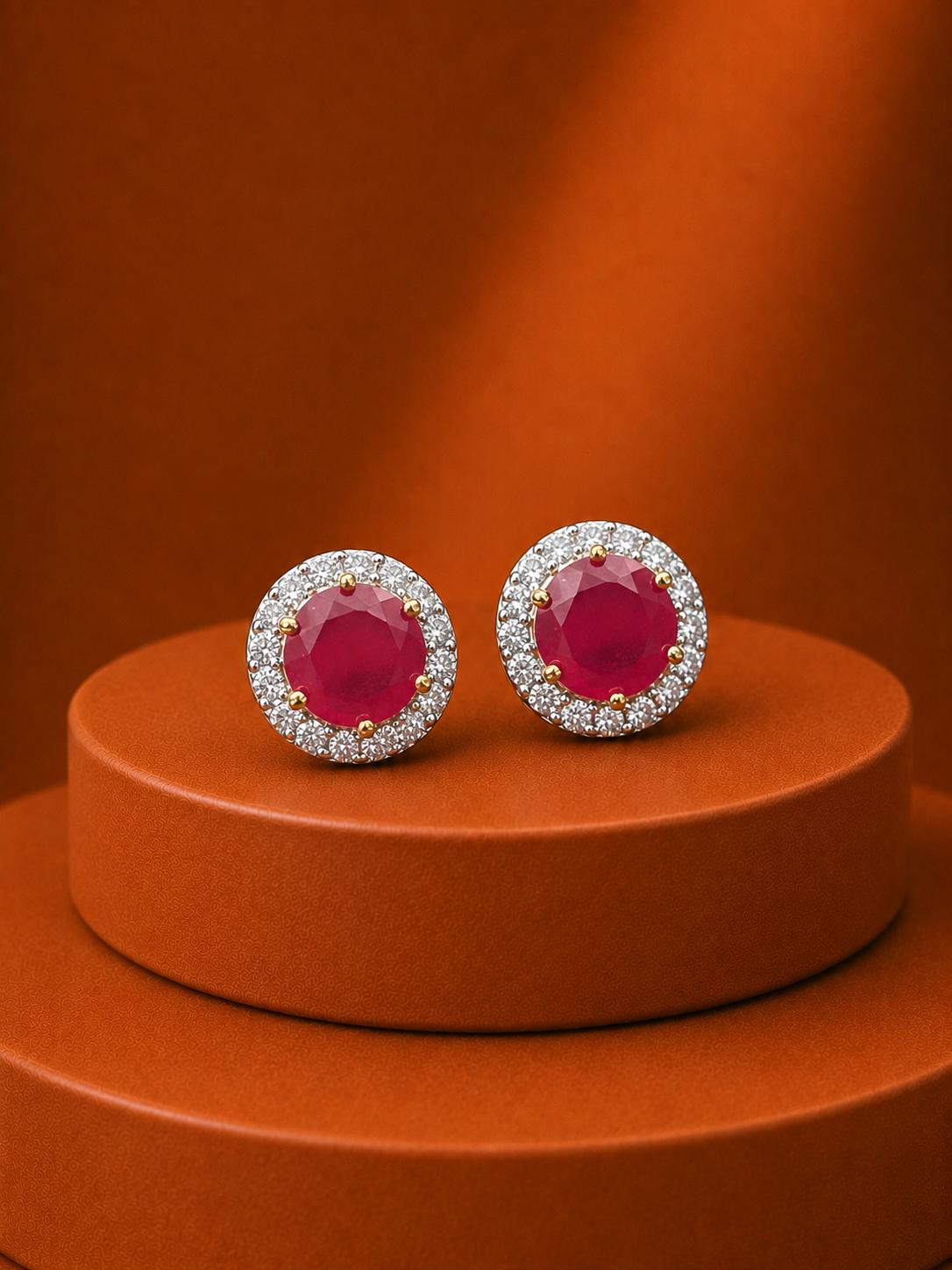 Celeste Round Diamond-Look Halo Stud Earrings – 4 Colours