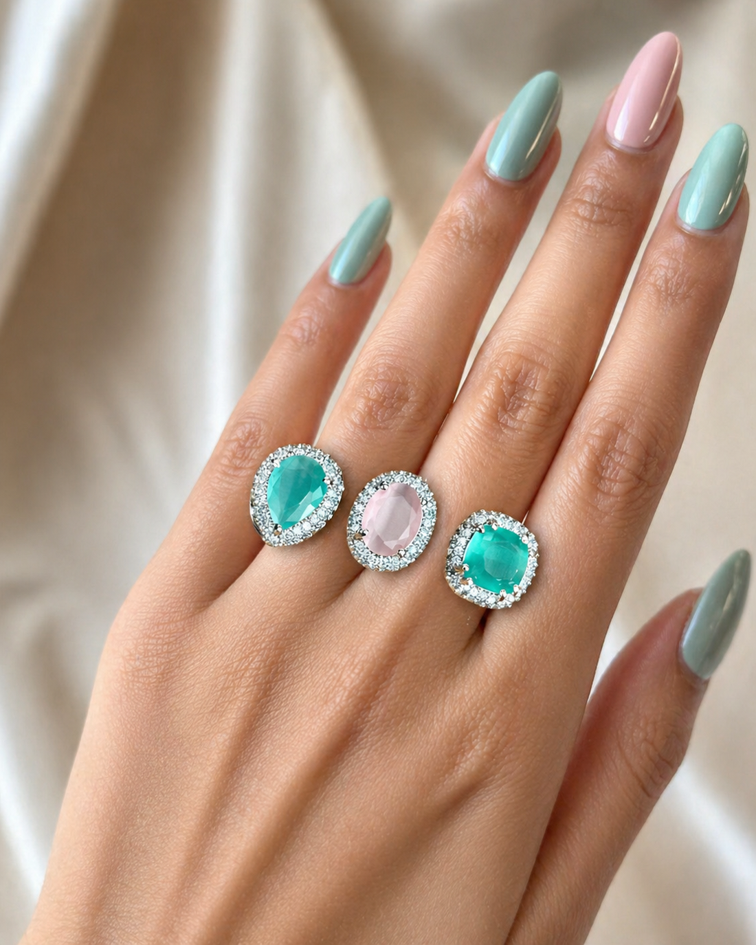 Aurielle Trinity Adjustable Double Finger Ring