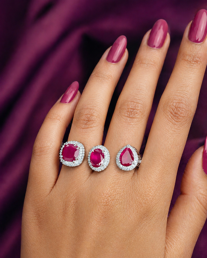 Trinity Glow Adjustable Double Finger Halo Ring