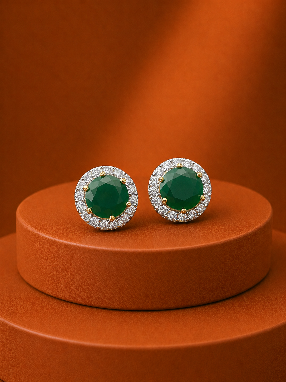 Celeste Round Diamond-Look Halo Stud Earrings – 4 Colours