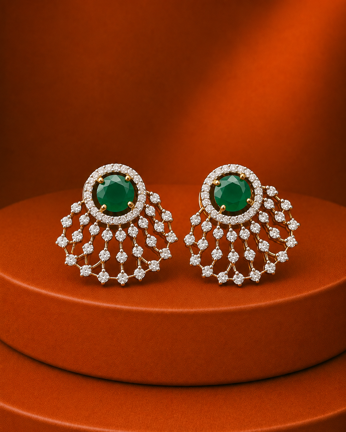 Aurelia Diamond-Look Halo Fan Stud Earrings – 4 Colours