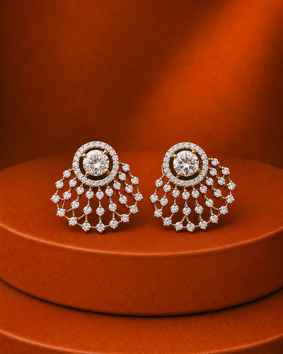 Aurelia Diamond-Look Halo Fan Stud Earrings – 4 Colours