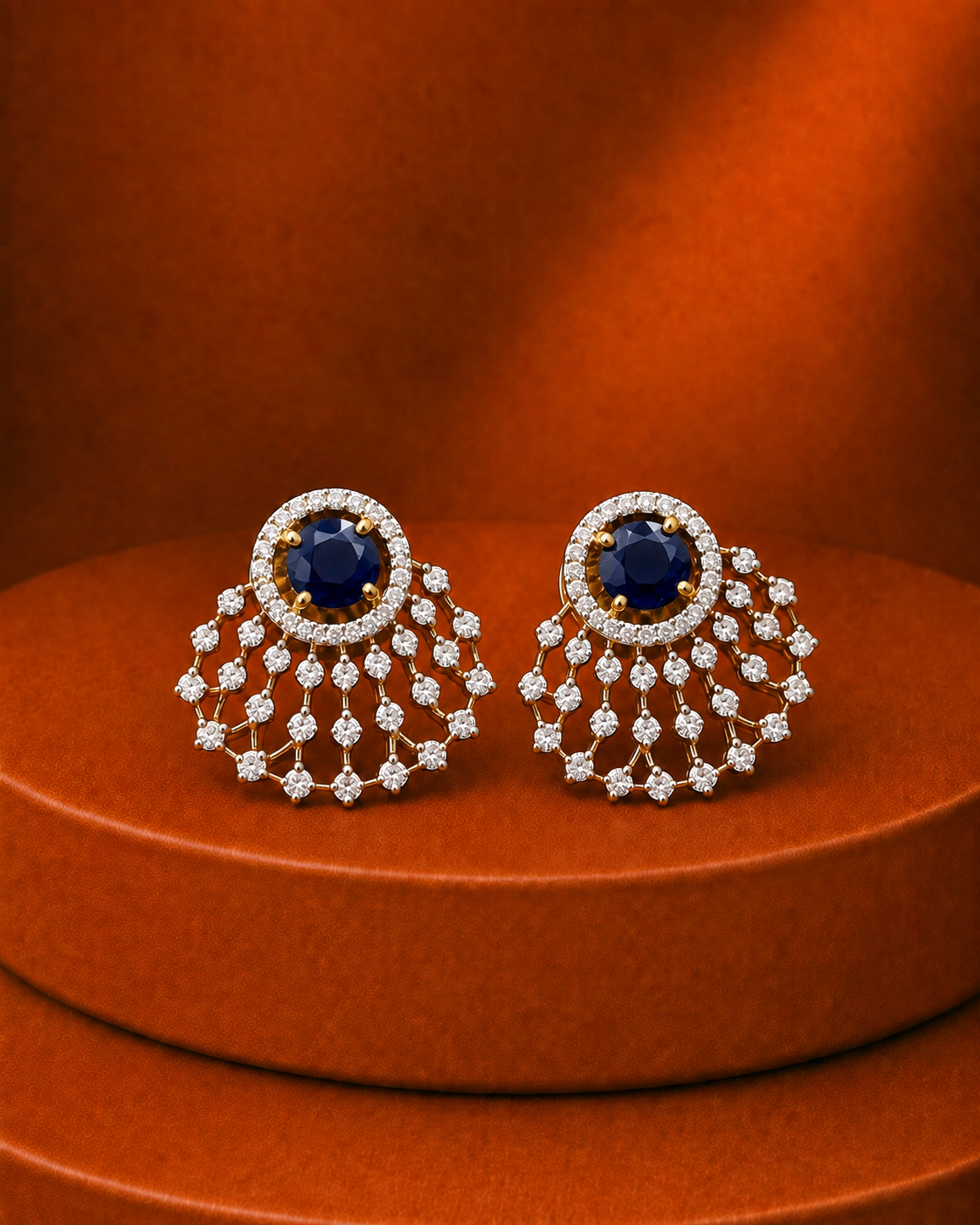 Aurelia Diamond-Look Halo Fan Stud Earrings – 4 Colours