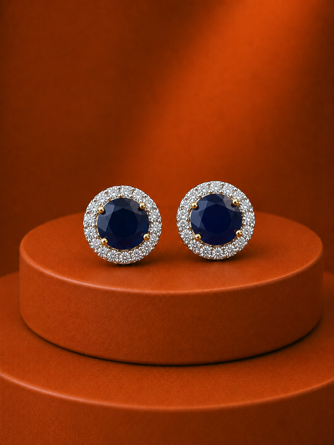 Celeste Round Diamond-Look Halo Stud Earrings – 4 Colours