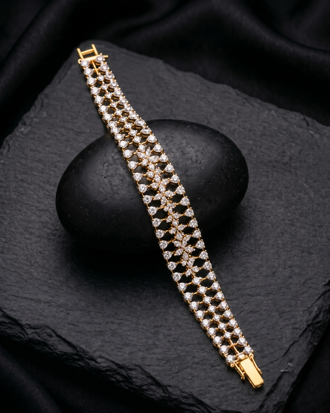 Isharya Floral Crystal Openable Bracelet