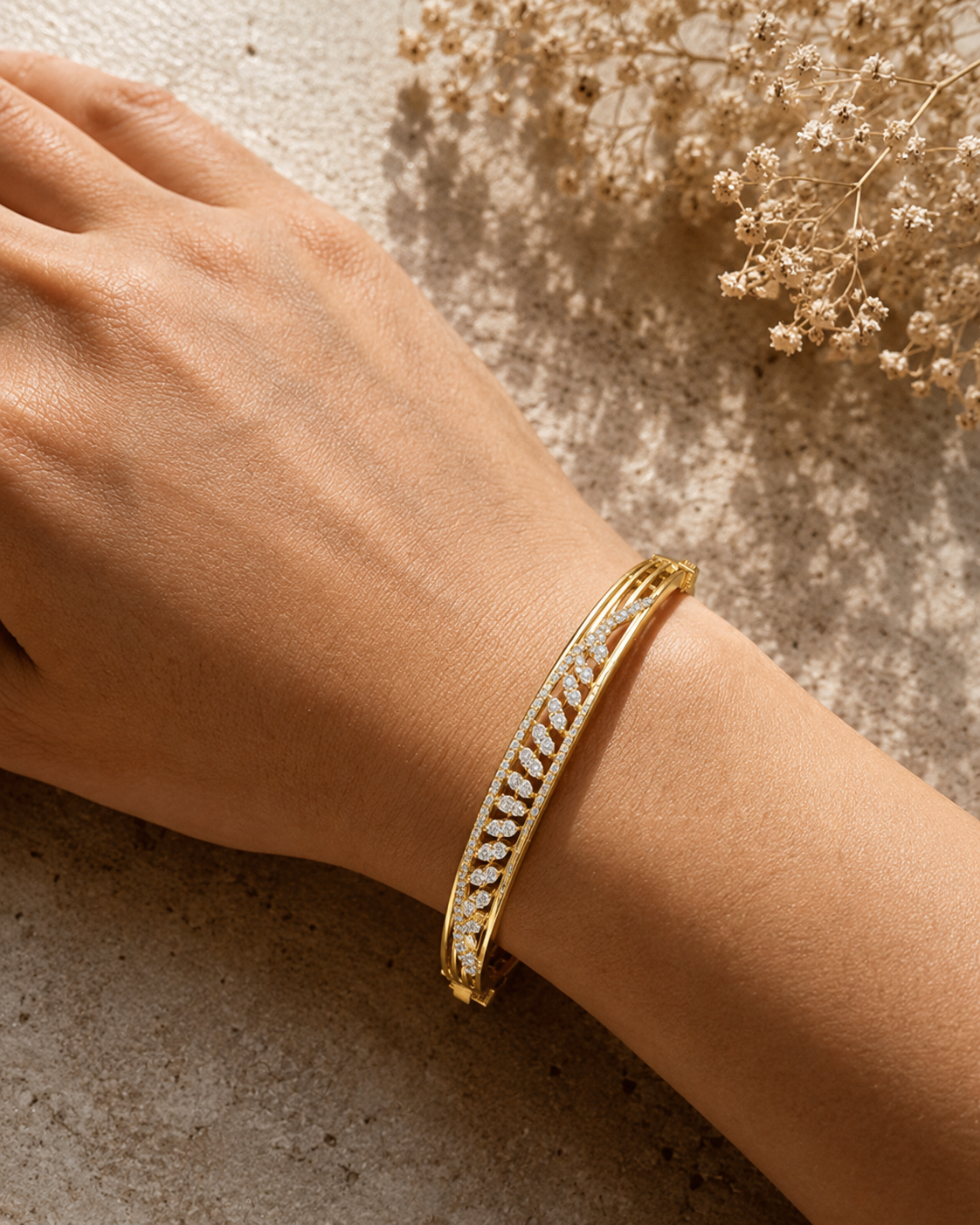 Regal Vine Gold-Plated Diamond  for Women  Elegant Daily Wear Bracelet