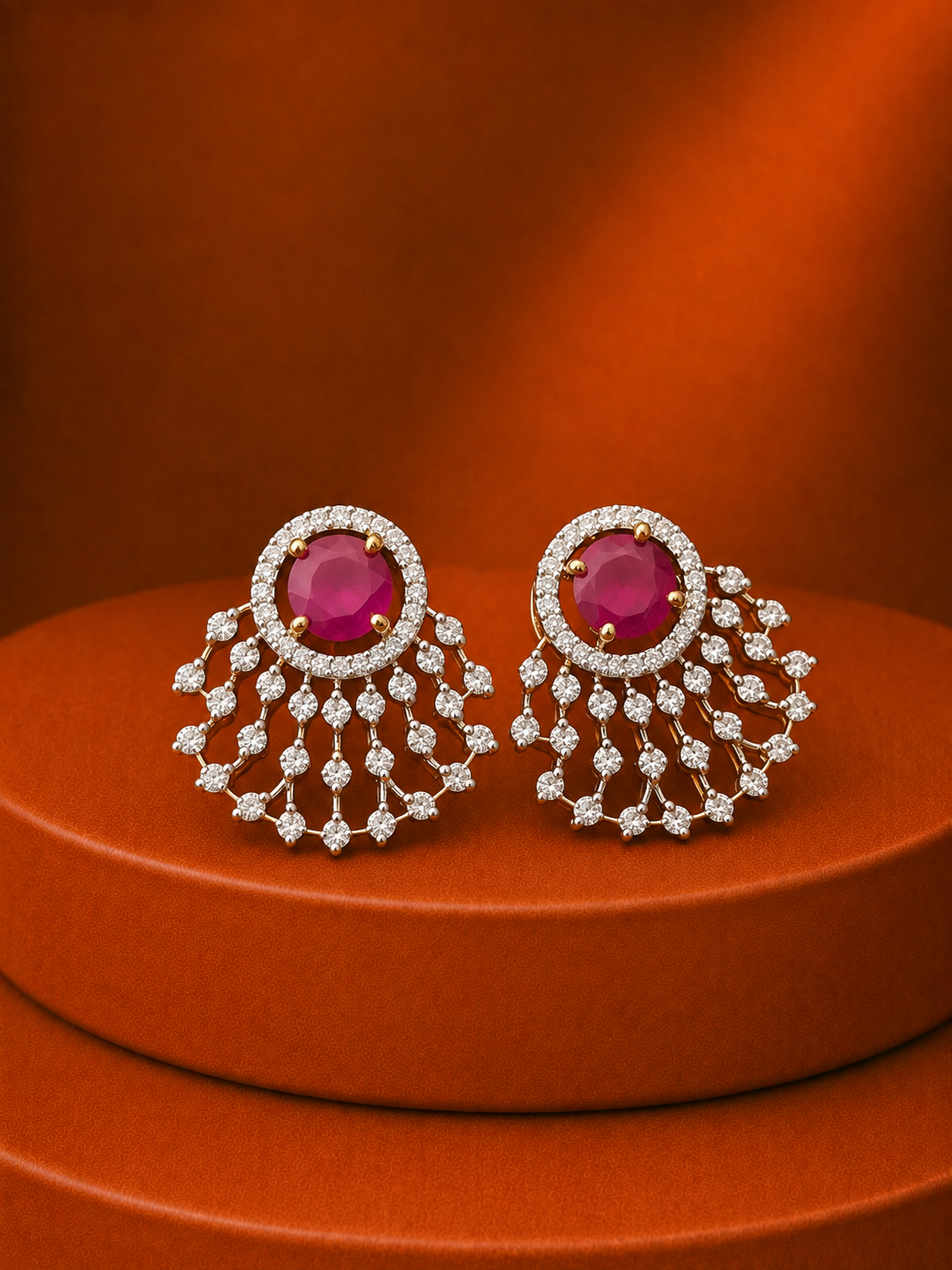 Aurelia Diamond-Look Halo Fan Stud Earrings – 4 Colours