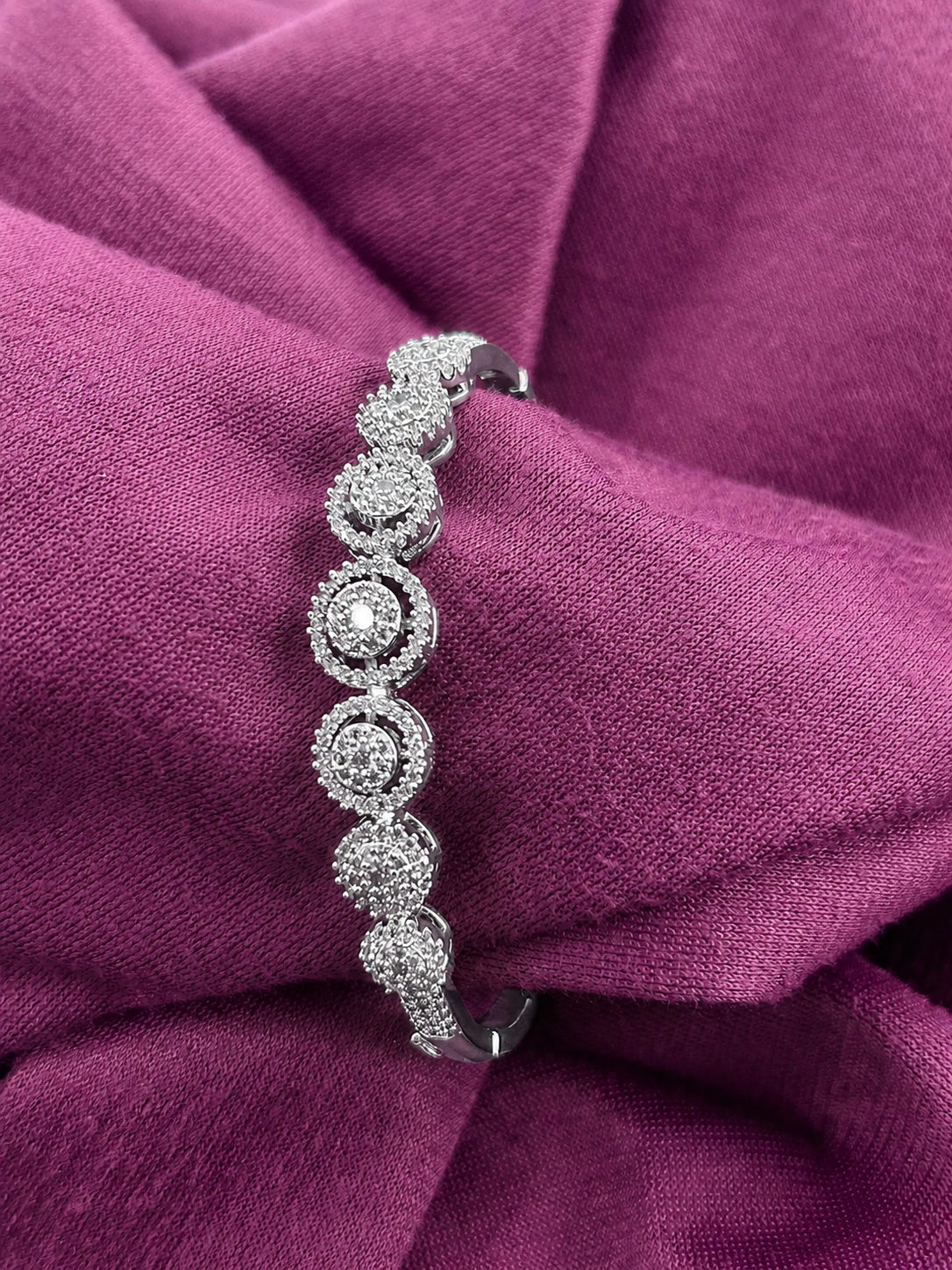 Dual Tone Halo Sparkle CZ  Gold & Silver Designer Bracelet