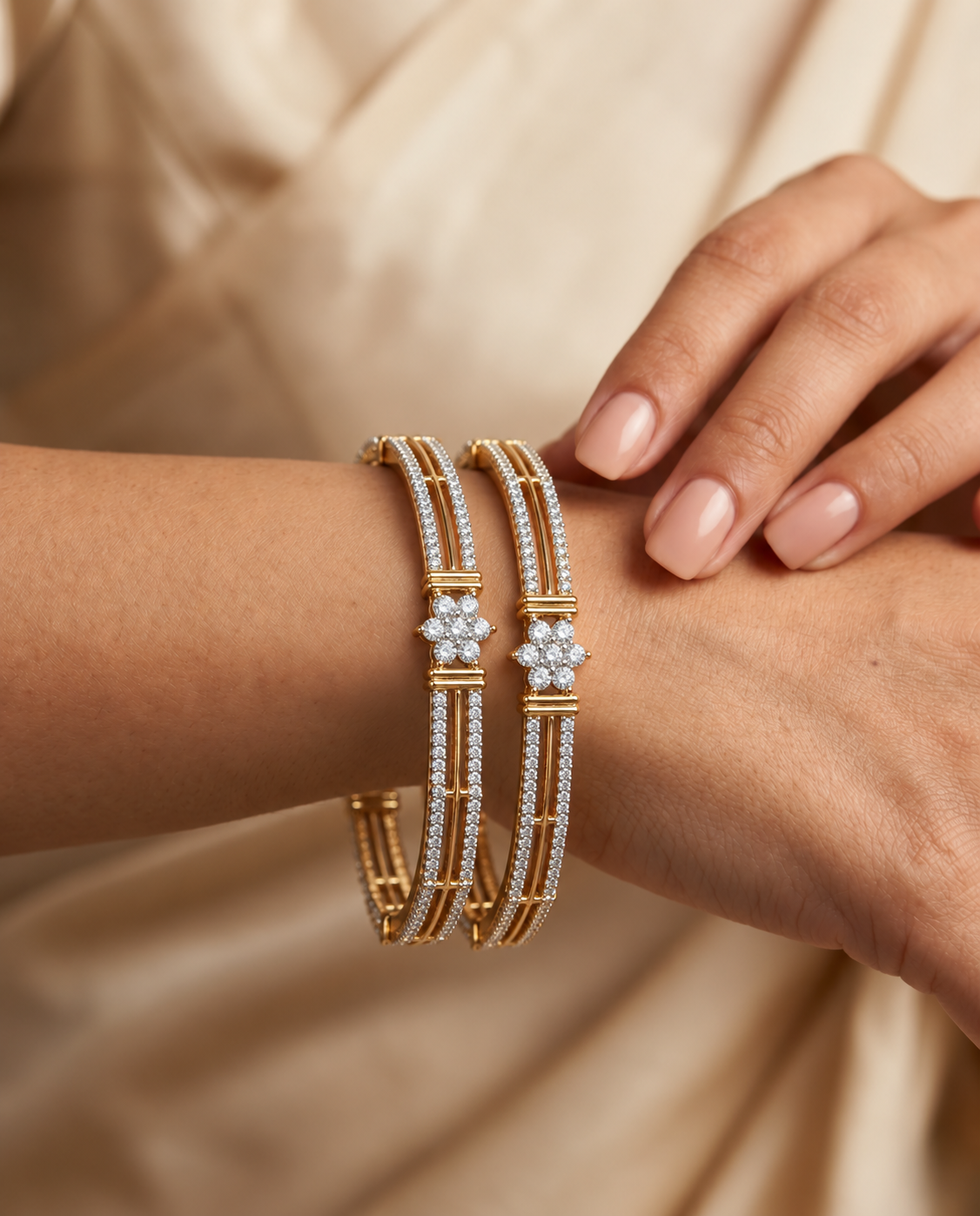 Elara Celestine Two-Tone Stone Bangle