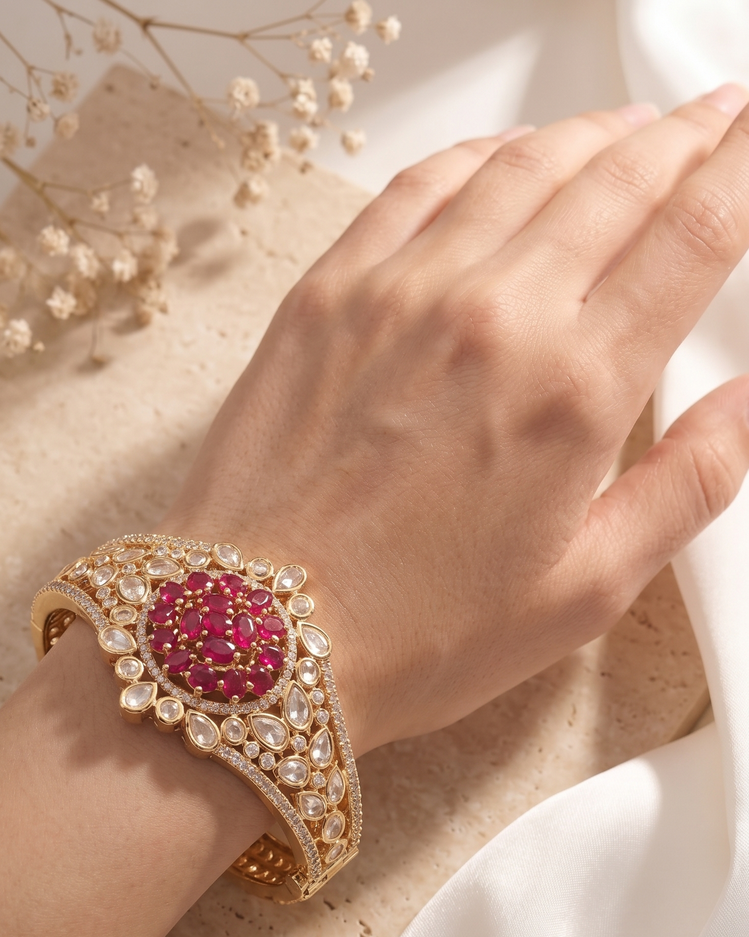 Raktima Kundan Royale Traditional  Openable Bracelet  for Women