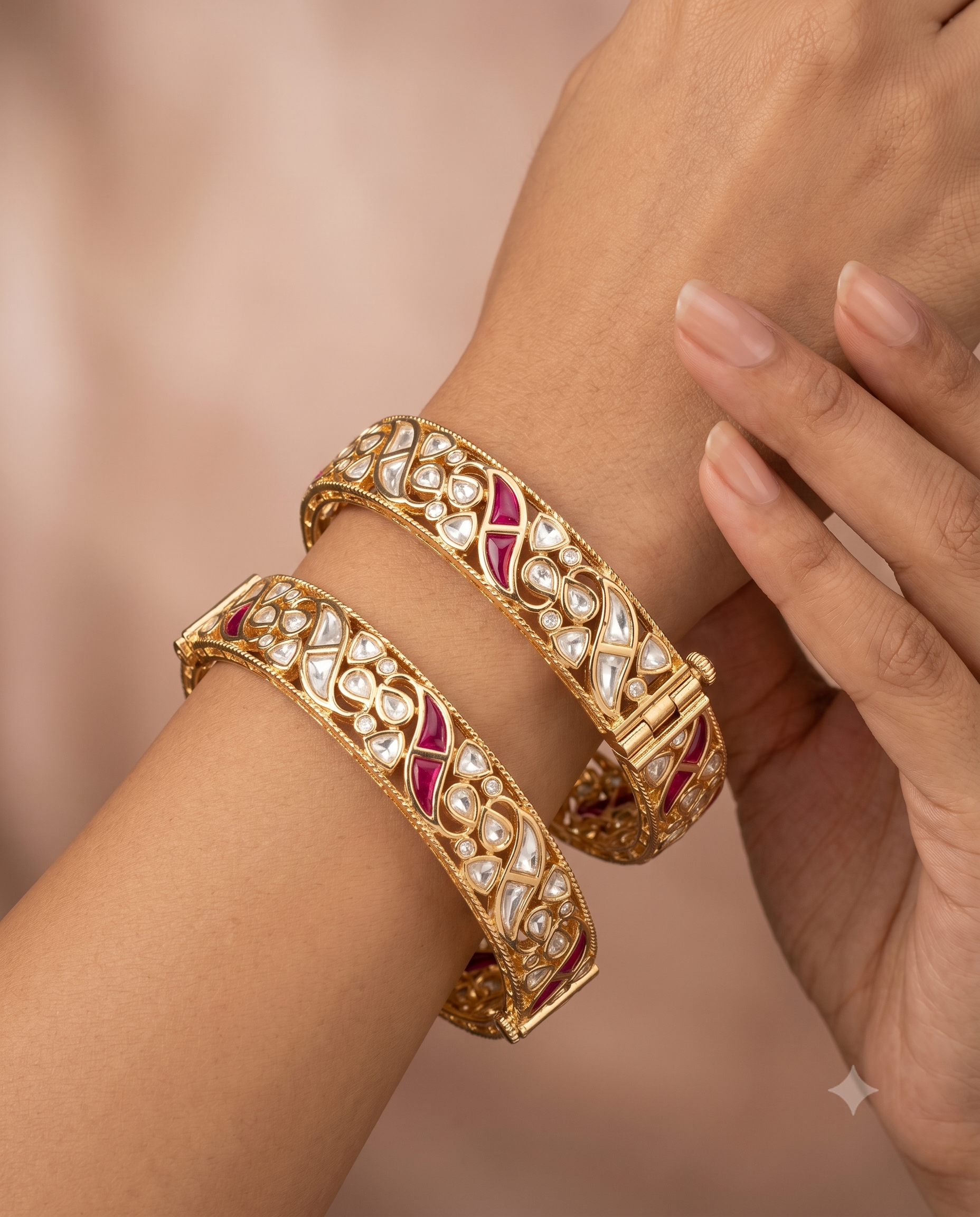 Rangreza Kundan Openable Bangles