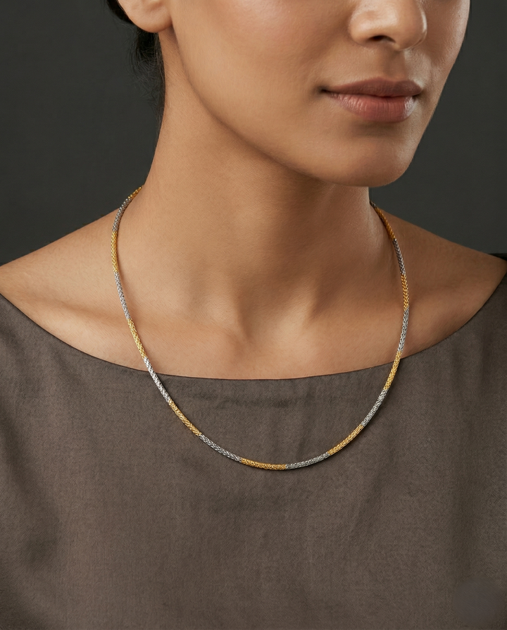 Gold Silver Two Tone Hasli Chain Necklace