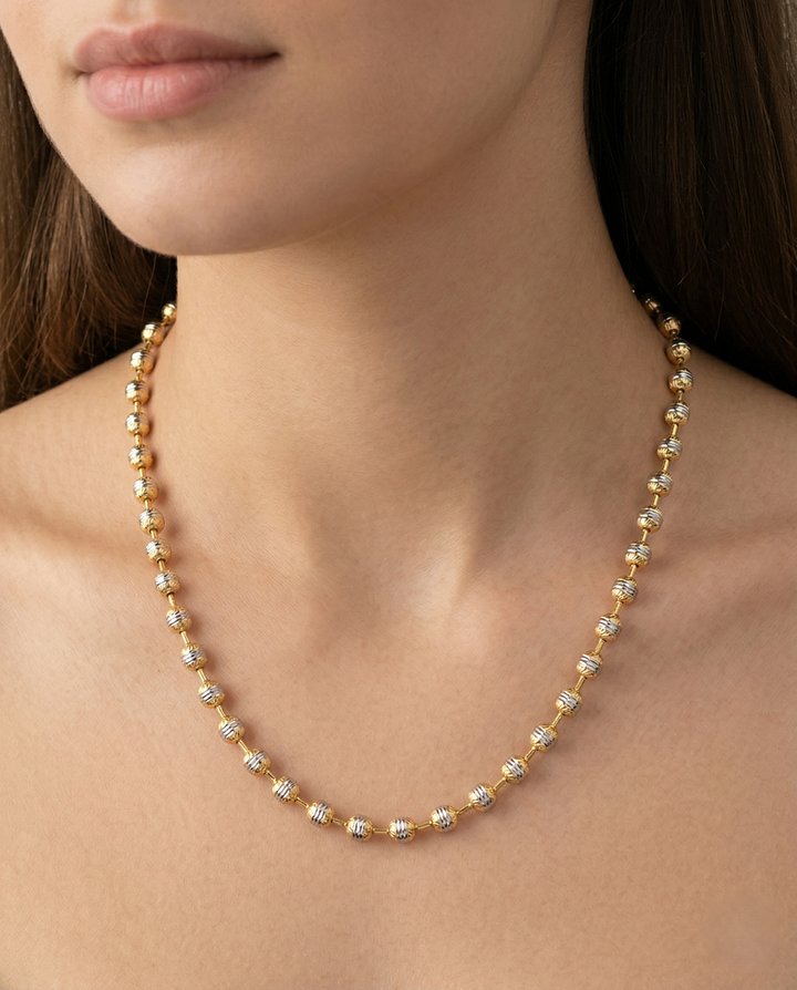 Italian Dual Tone Beaded Chain Necklace for Women | Premium Daily Wear Jewelry