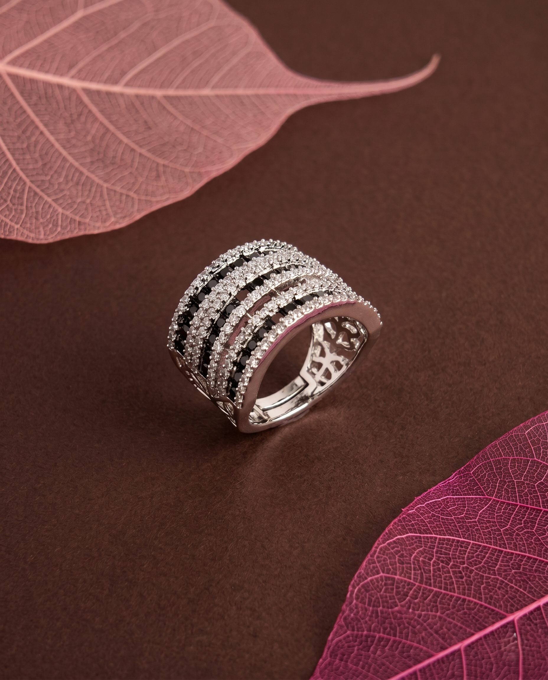 Adjustable Diamond Band Ring for Women | 6 Color Variants Multi Layer Luxury Ring