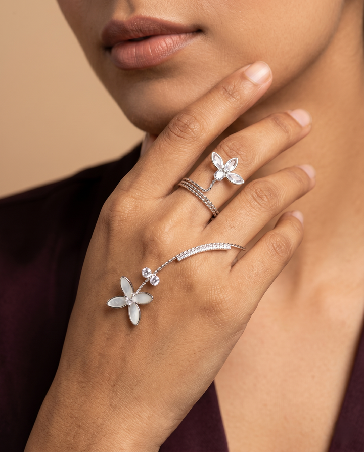 Premium Floral Statement Ring with Adjustable Band