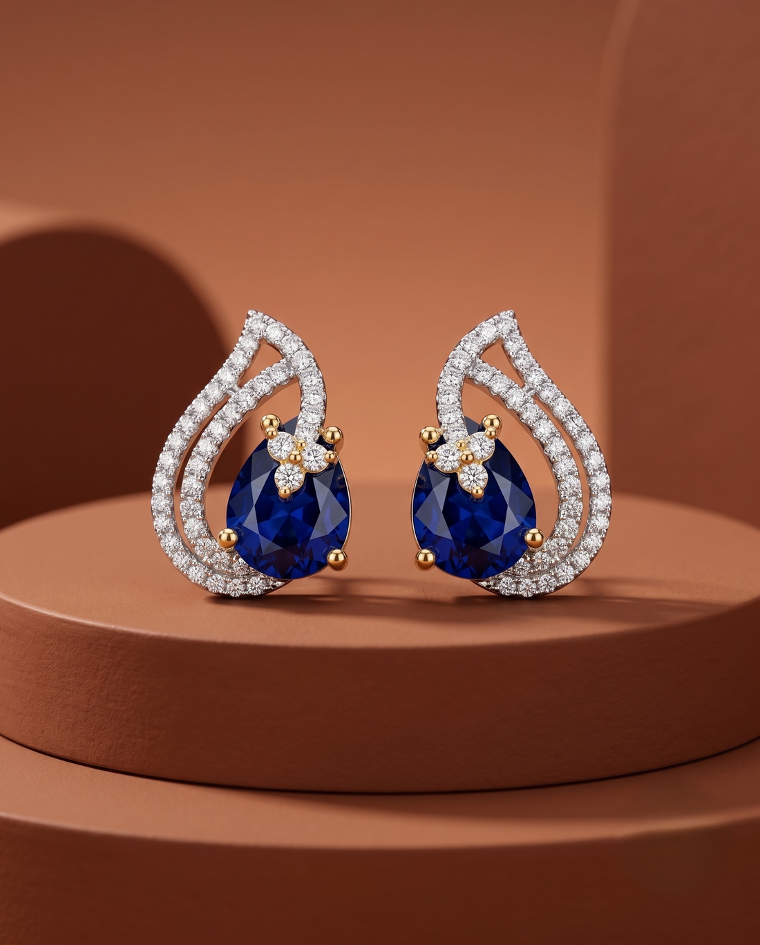 Premium Teardrop Diamond Aura Earrings for Women | Ruby, Emerald, Sapphire & Crystal Party Wear Earrings