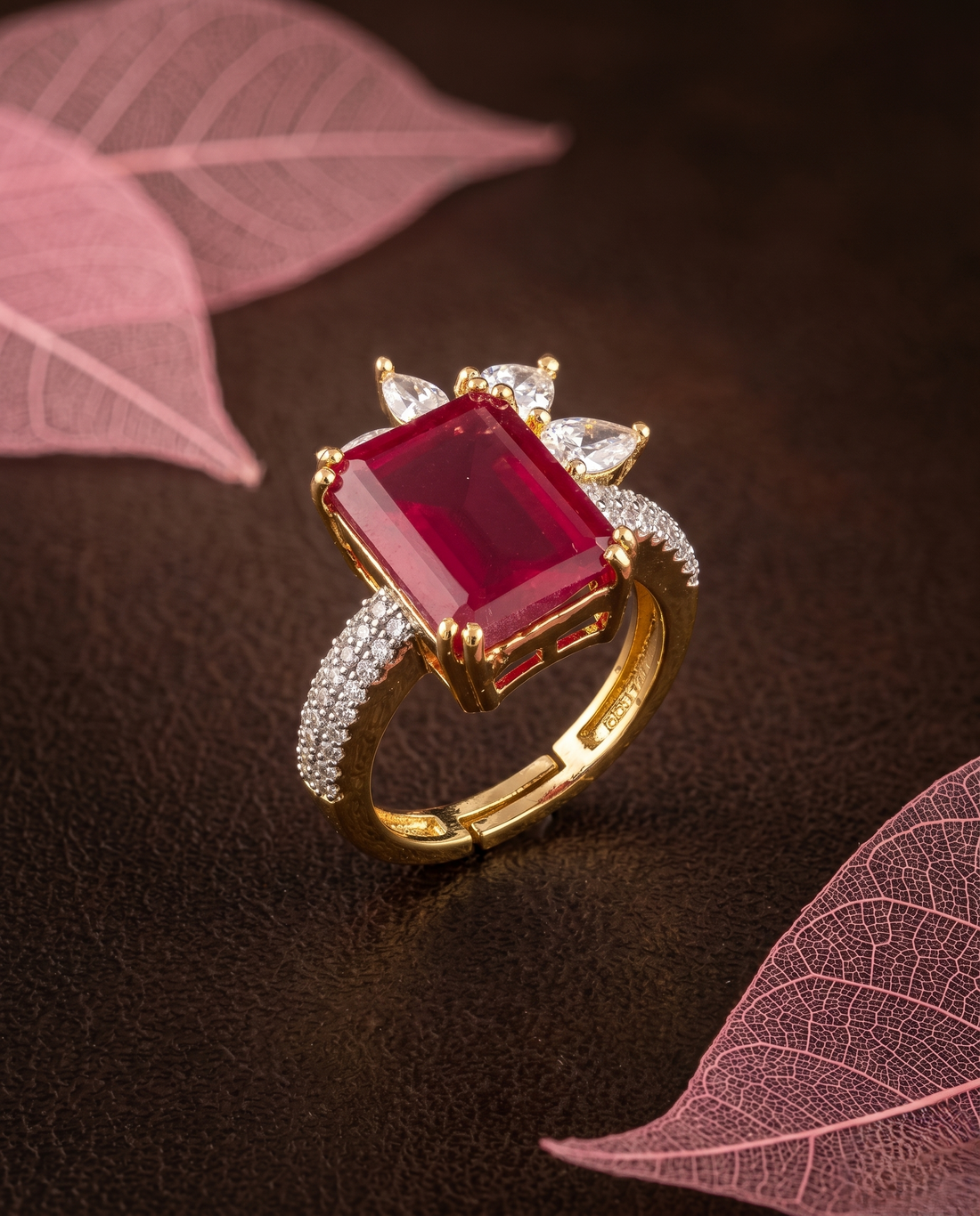 Zehra Emerald Crown Adjustable Ring for Women