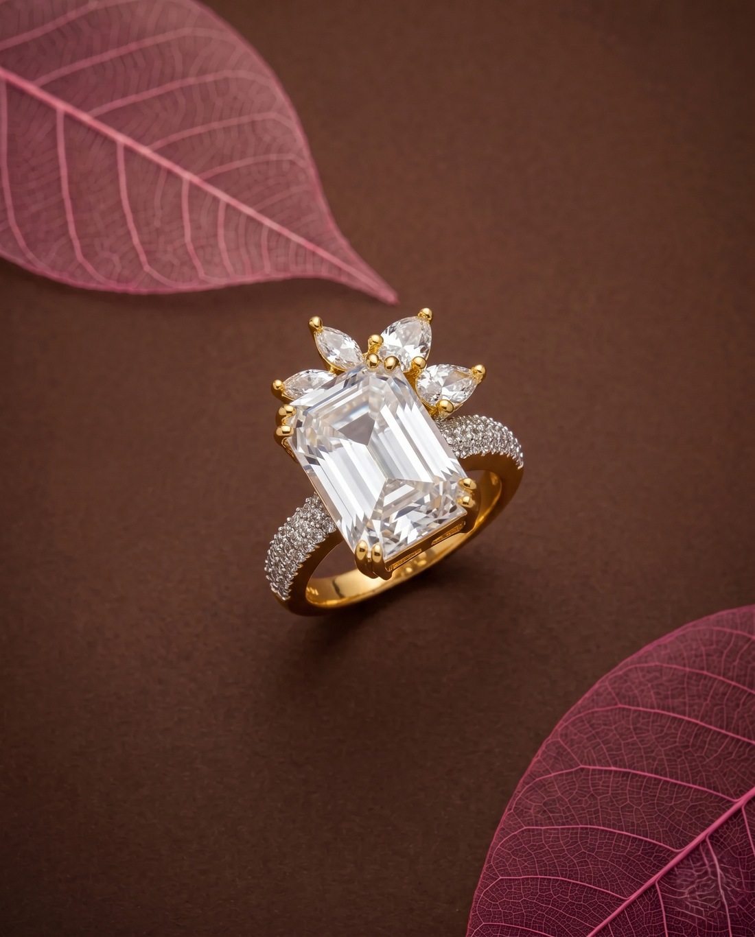 Zehra Emerald Crown Adjustable Ring for Women