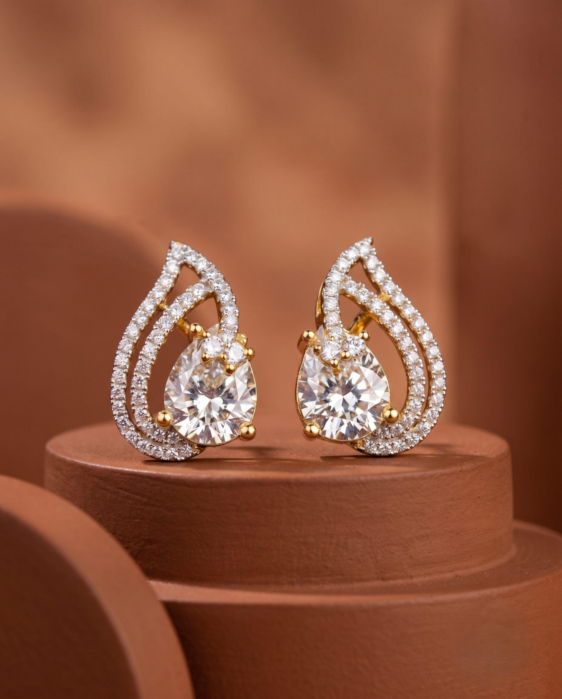 Premium Teardrop Diamond Aura Earrings for Women | Ruby, Emerald, Sapphire & Crystal Party Wear Earrings