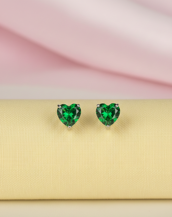 Swarovski Heart Cut Crystal Stud Earrings – Silver Finish | Multi Colour Options