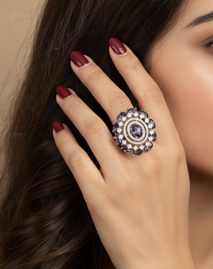 Adjustable Round Statement Ring for Women – Black, White & Pink