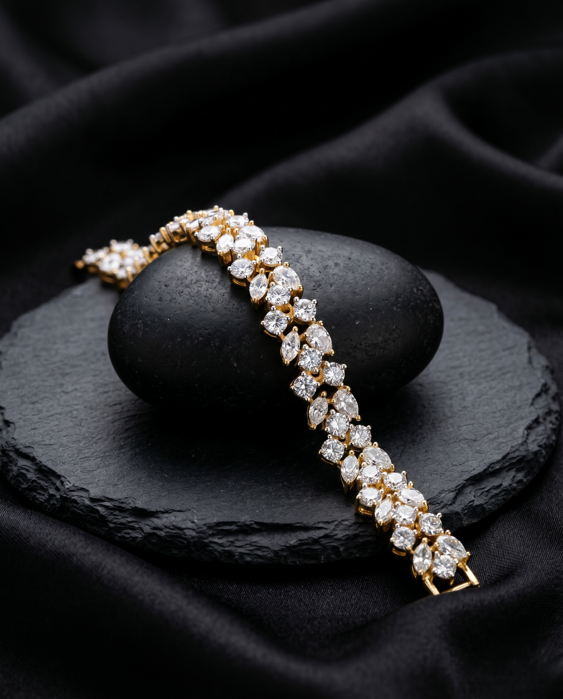 Diamond Look Tennis Bracelet  Gold Plated CZ Bracelet for Women