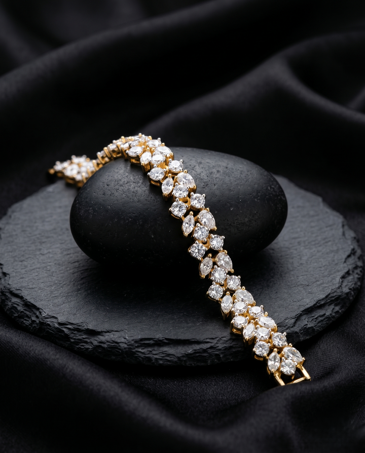 Diamond Look Tennis Bracelet  Gold Plated CZ Bracelet for Women