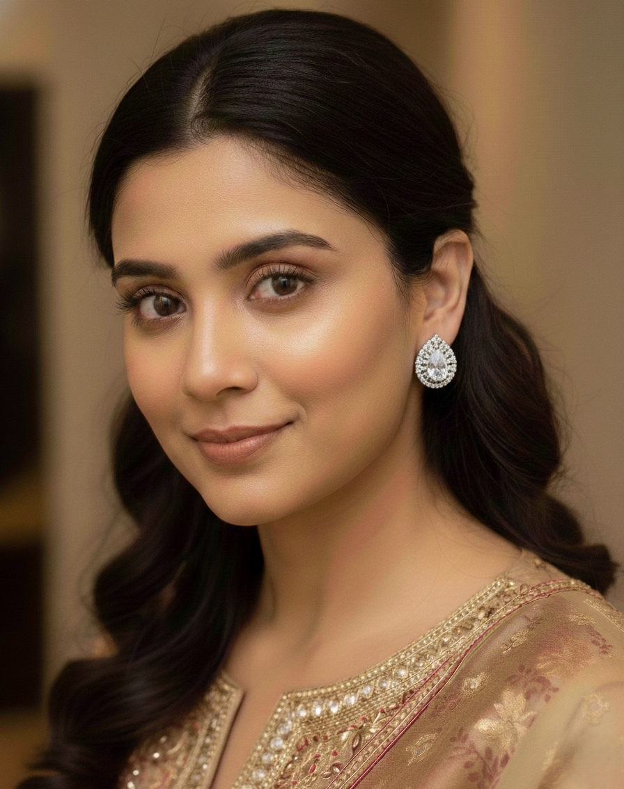 Pear Drop Crystal Studs for Women – Elegant Minimal Design