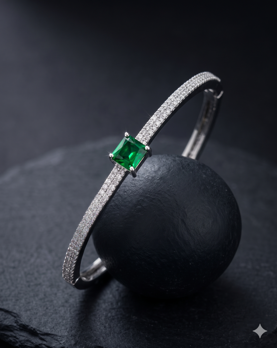 Minimal Openable Square Diamond Bracelet for Women | Silver Polish American Diamond Kada | Size 2.4 & 2.6