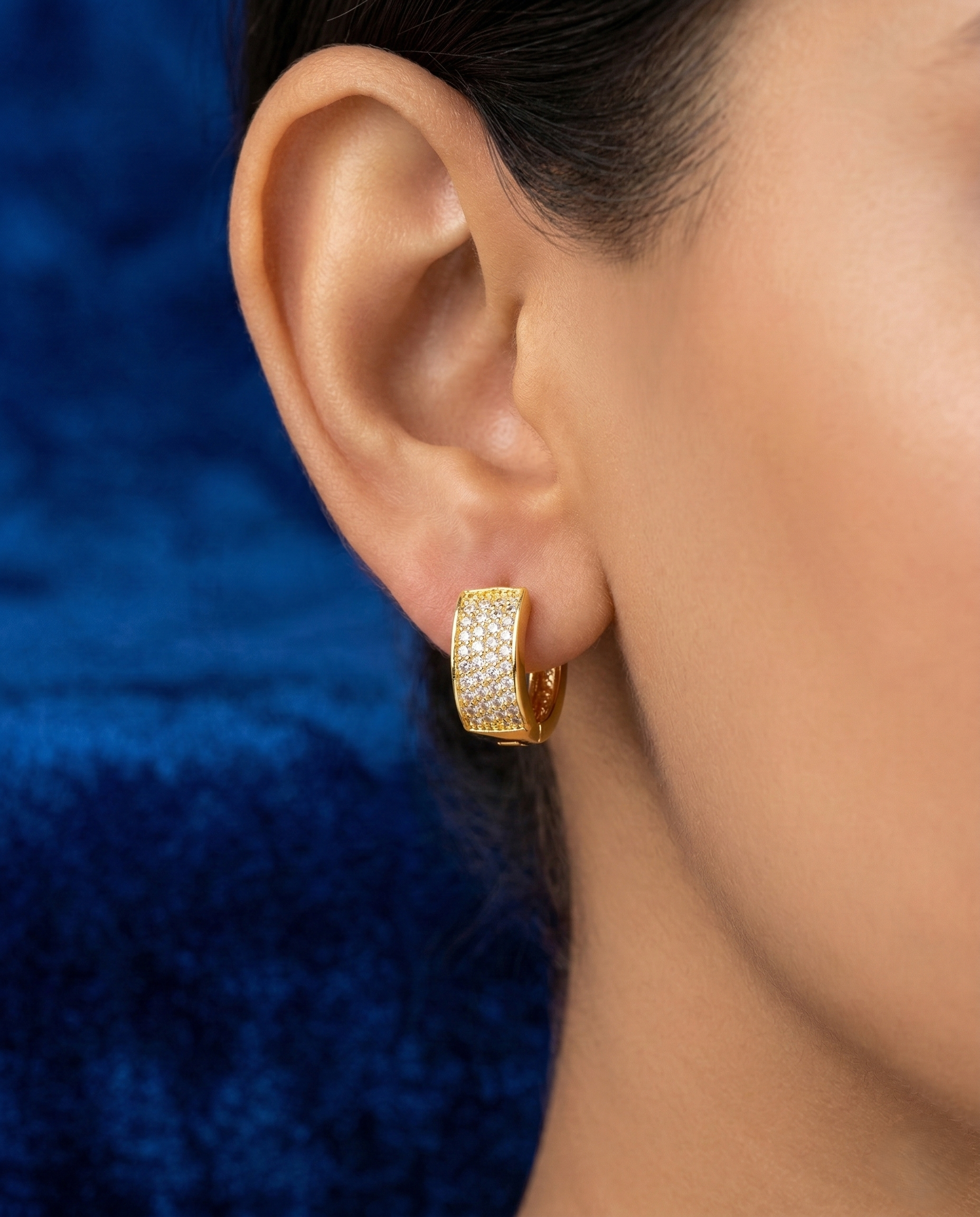 Minimal CZ Pave Hoop Earrings – Gold & Silver Finish