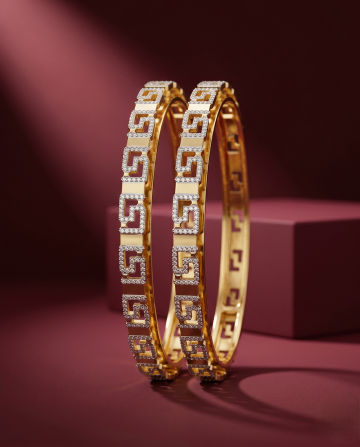 Greek Pattern Dual Tone Bangles